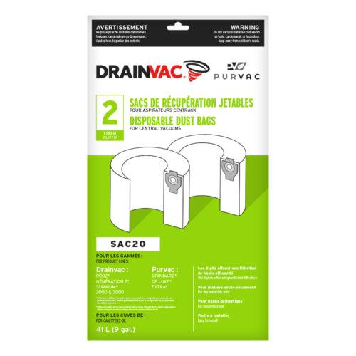 Drainvac Central Vacuum Bags SAC-20