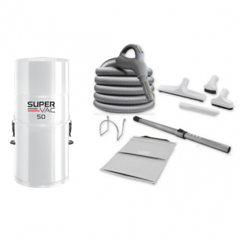 Super Vac 50 Central Vacuum Kit with Deluxe Attachments